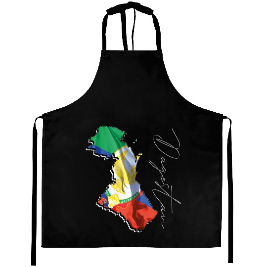 (RU) Dagestan Flag in (RU) Dagestan Map EN Aprons