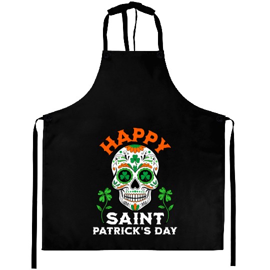 Happy Saint Patrick's Day Irish Sugar Skull Aprons