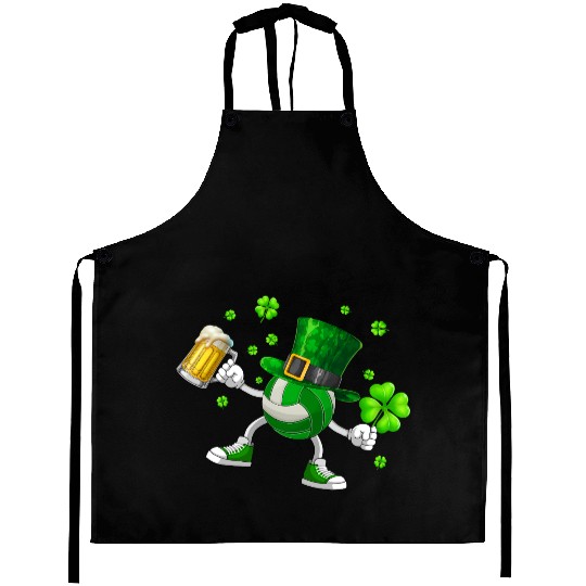 Volleyball Drinking Beer St Patrick's Day Aprons