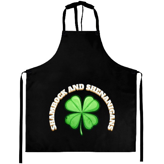 Shamrock and Sheninanigans 4-Leaf Clover Graphic Aprons