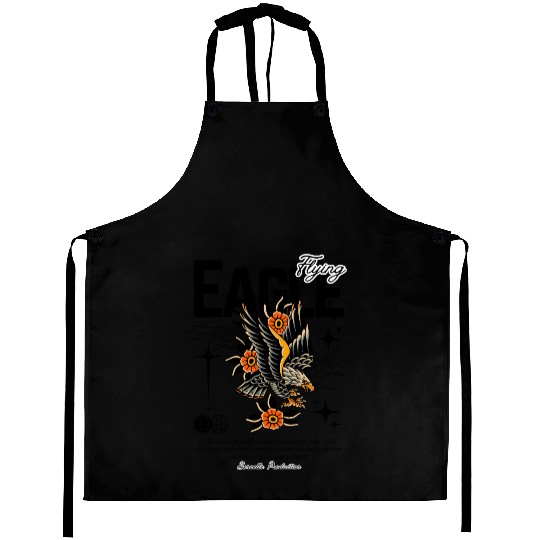 Flying Eagle Vintage Tattoo Style Design Aprons