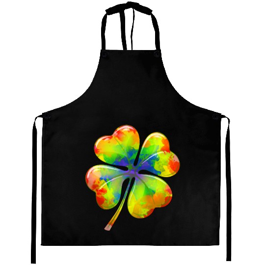 Tie Dye Shamrock Lucky Four Leaf Clover St Patrick Aprons