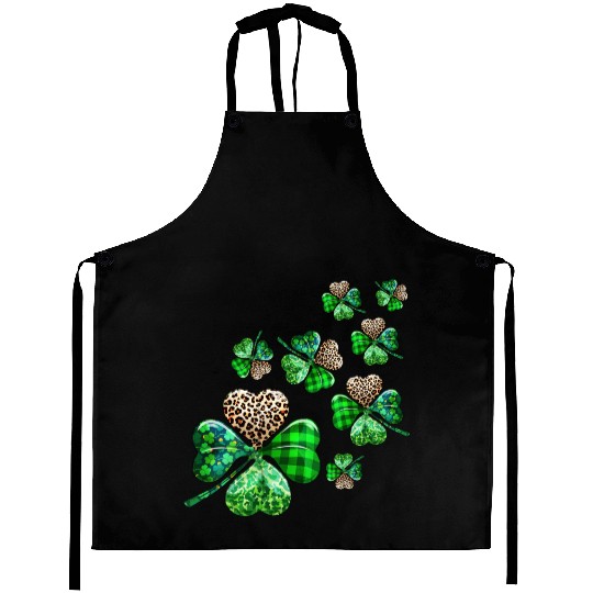 St. Patrick's Day Shamrock Irish Leopard Aprons