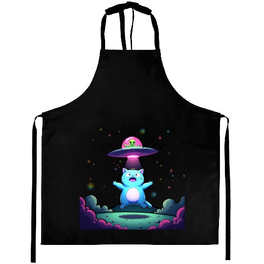Alien Cat Abduction Art Aprons