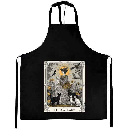 The Cat Lady Tarot Card Vintage Gothic Cat Mom Aprons