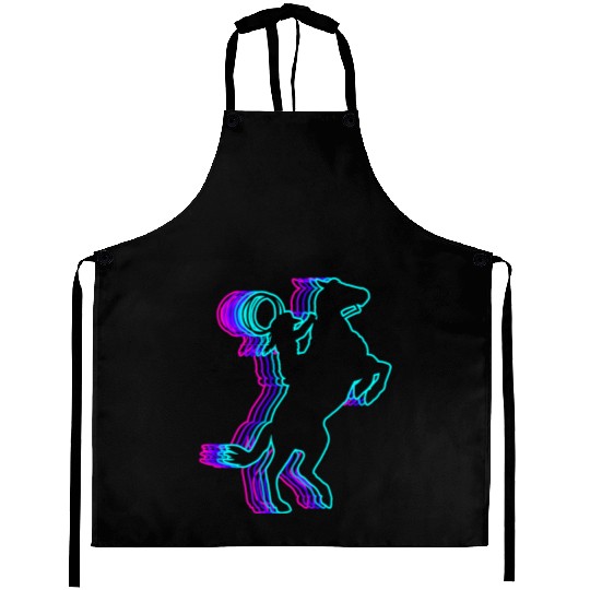 Retro Rodeo Barrel Racer Barrel Racing Vaporwave Aprons