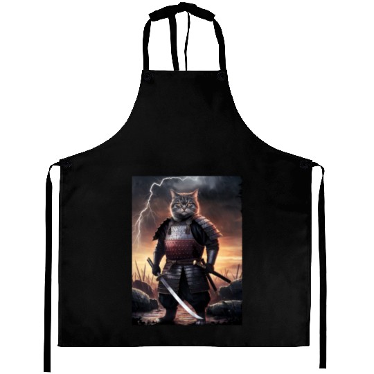 Japanese Cat Samurai Cat Aprons