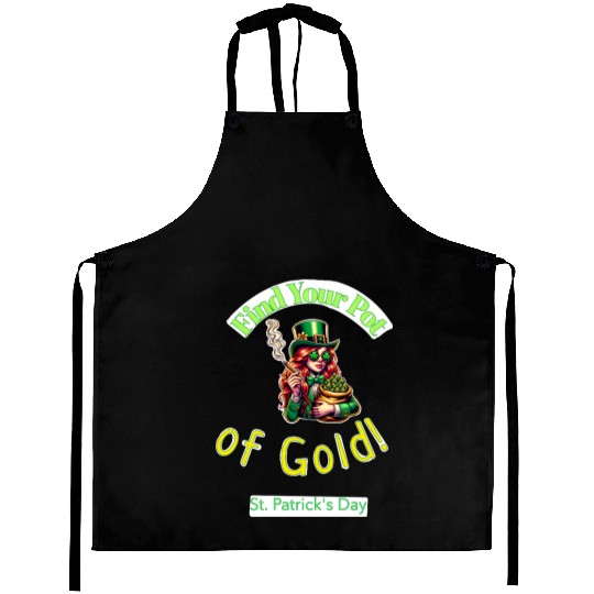Find Your Pot Of Gold gift for St Patrick's Day Aprons