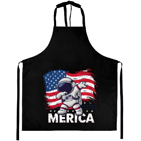 Merica Astronaut Adventure Dab with American Flag Aprons