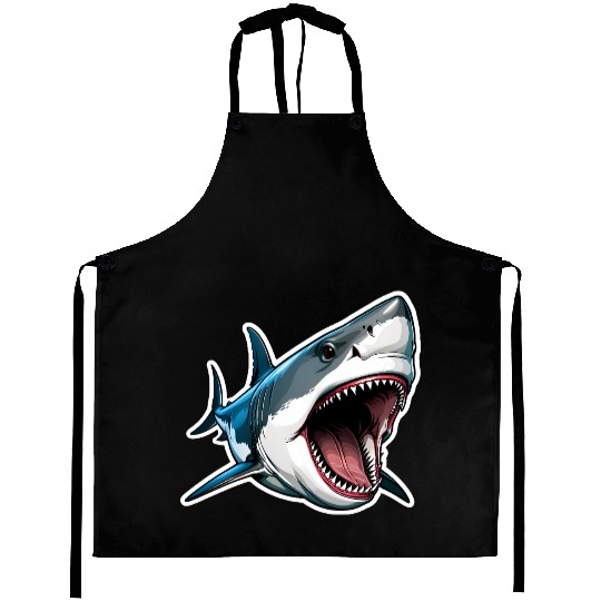 Big White Shark Attack Aprons