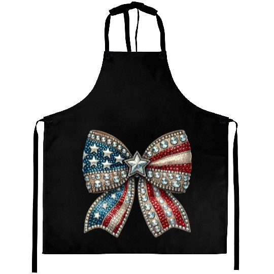 Patriotic Rhinestone Bow Aprons