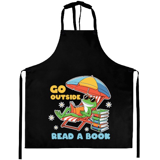 Book Lover Frog Summer Beach Relaxing Reading Aprons