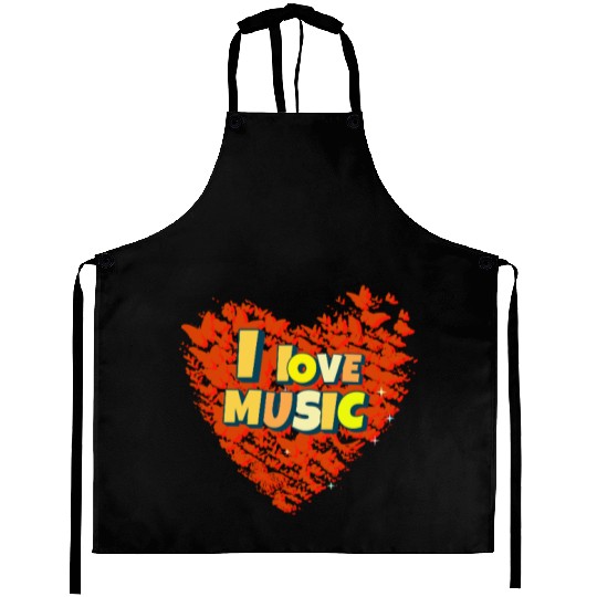 I Love Music Heart made of Butterflies Aprons