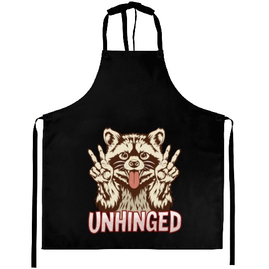 Unhinged Raccoon Rock Hands – Funny Crazy Animal Aprons