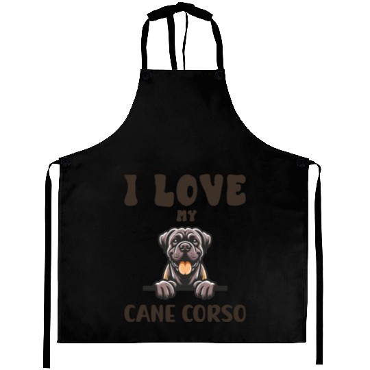 I Love My Cane Corso Aprons