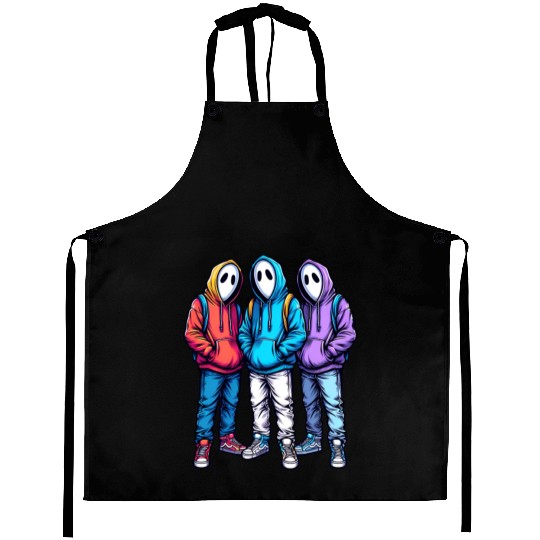 Mysterious Aprons Trio – Street Art Aesthetic