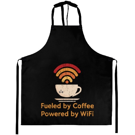 Retro Fueled by Coffee, Powered by WiFi Aprons