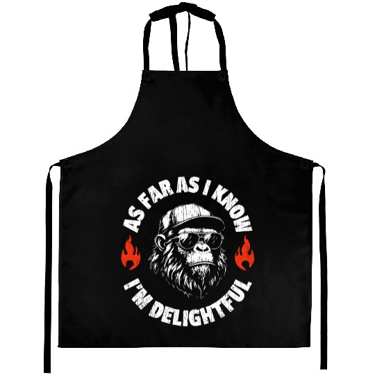 Funny Monkey Saying Quote As Far As I Know I'm Aprons