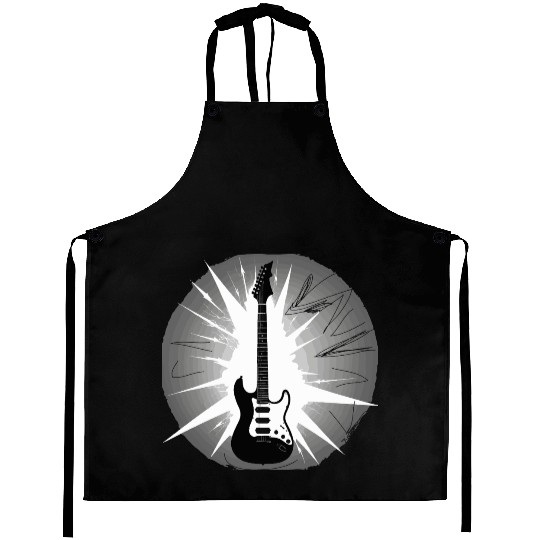 Black & White Electric Guitar Explosion – Rock Aprons