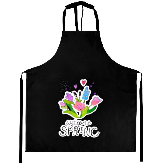 Spring qoute flower illustration Aprons