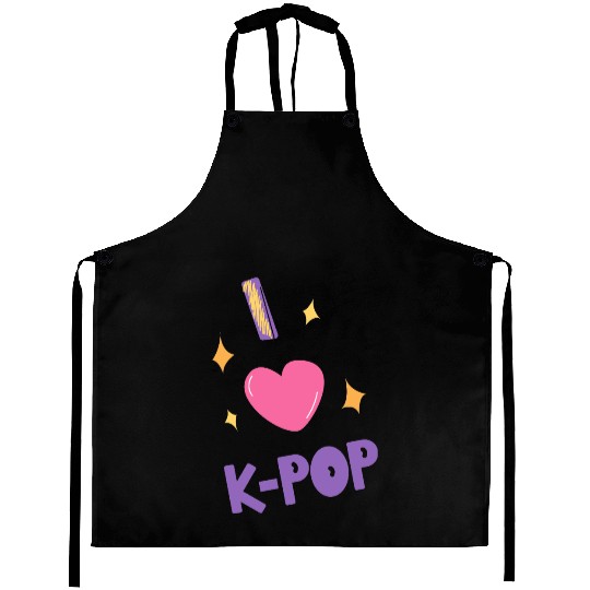 I Love K-Pop | Cute Korean Music Fan Aesthetic Des Aprons