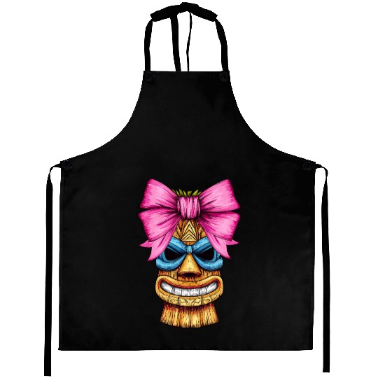 Coquette Bow Tiki Luau Hawaiian Hawaii Tiki Mask Aprons