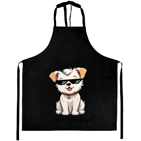 Gold White Hand Drawn Running Cat Aprons remov