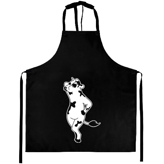 Elegant Cow Model Silhouette Farm Aprons