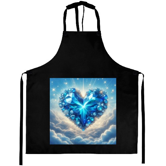 Blue Heart Jewel Radiant Heart of Love Aprons