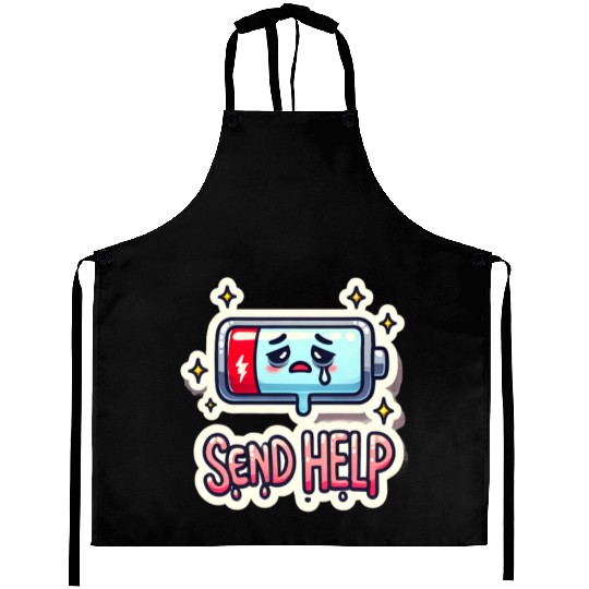 A Battery Icon at 1% with "Send Help" Aprons