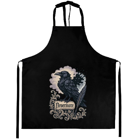 Baroque Raven Nevermore Scroll Poe Poetry Aprons
