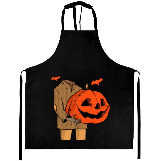 Scary Spooky Jack O Lantern Face Pumpkin Men Boys Aprons