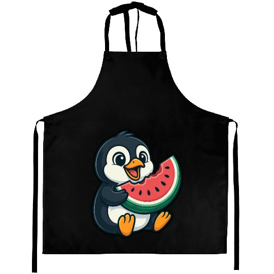 Penguin with Watermelon Summer Fruit Aprons