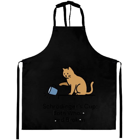 Schroedingers Cup cat funny quantum physics. Aprons