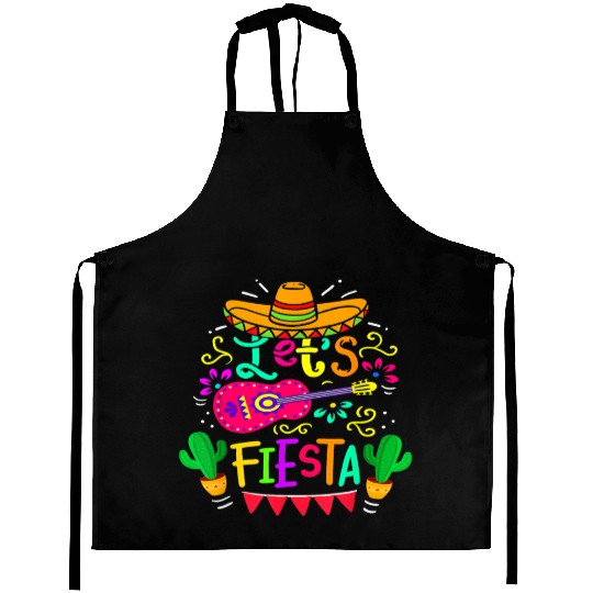 Let's Fiesta Cinco De Mayo Mexican Party Guitar Lo Aprons