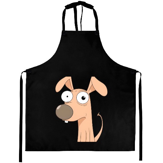 Goofy Cartoon Dog with Bulging Eyes Aprons