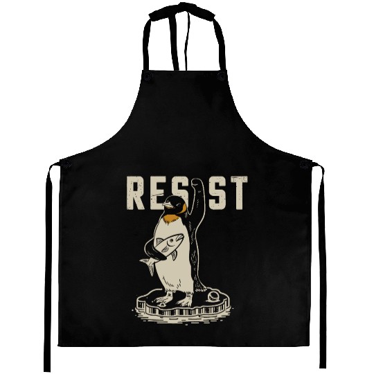 Funny Protest Against Tariffs Resist Penguin Aprons