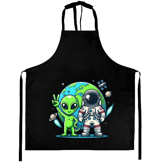 Alien Astronauts In Space Aprons