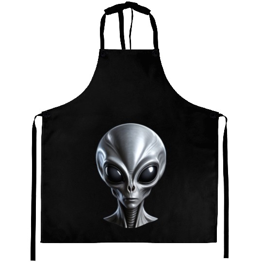Real Grey Alien with a big head Aprons
