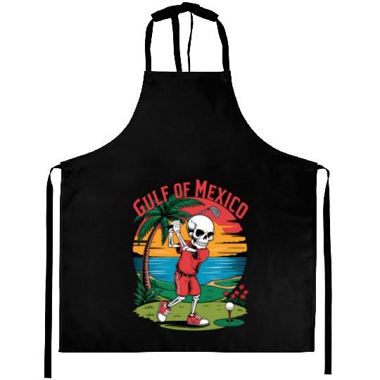 Tropical Skeleton Golf Funny Parody Design Aprons