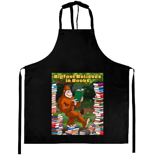 Bookworm Bigfoot Believes in Books Aprons
