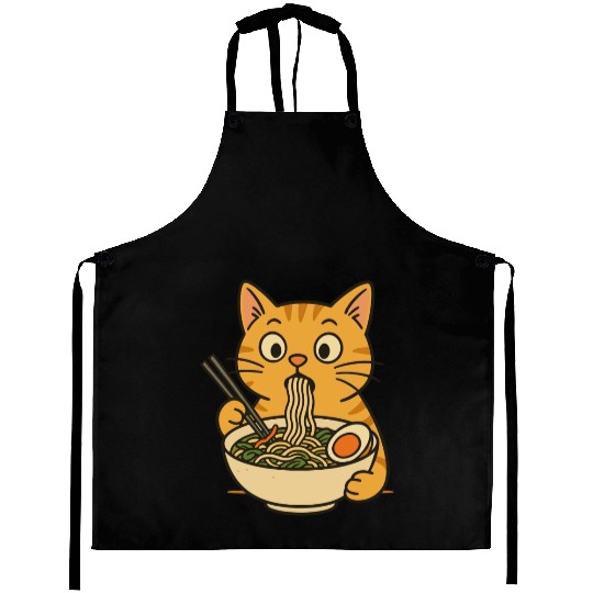 Cat Eating Ramen Aprons