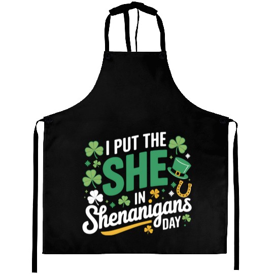 Irish Clover Shenanigans Lucky Charm Womens Comfy Aprons
