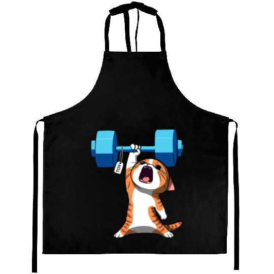 Workout Strength! Tiny Warrior Cat Huge Muscles. Aprons