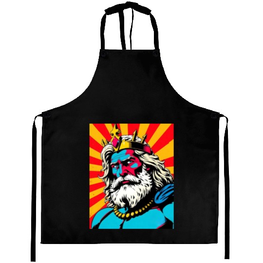 Bold Pop Art Zeus – Colorful Greek God Illustratio Aprons