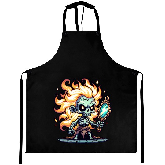 Flame-Haired Skeleton Witch – Magic Mirror Spirit Aprons
