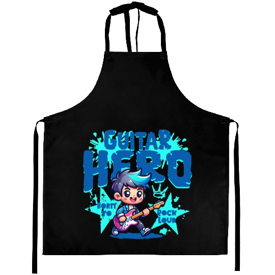 Guitar Hero Kid – Cute Rock Star Cartoon Aprons | Bor