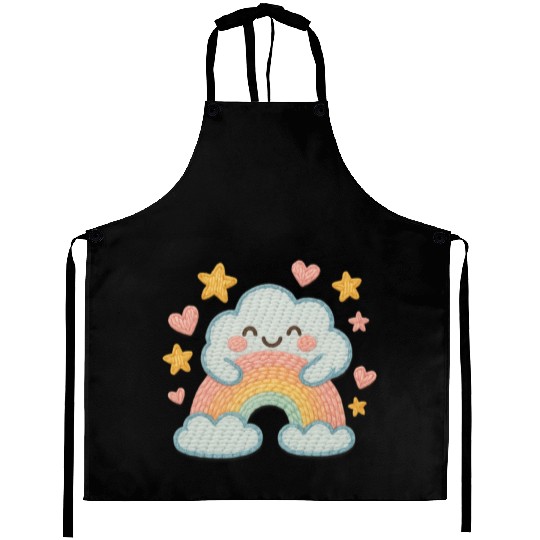 Smiling Cloud Rainbow – Embroidered Kids Logo Aprons