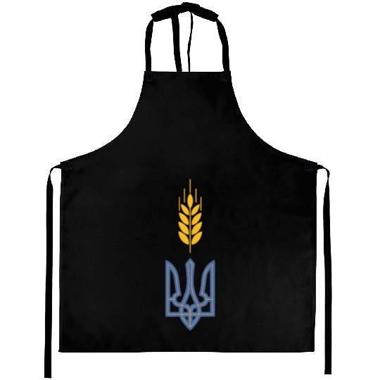 Ukraine Trident Wheat Symbol Ukrainian Heritage Aprons
