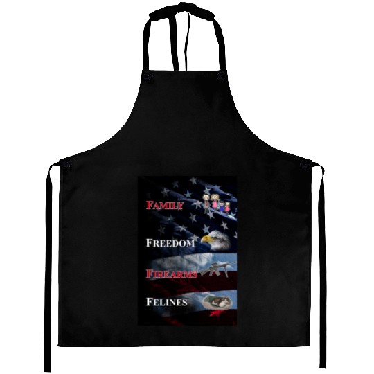 Family, Freedom, Firearms and Felines Aprons